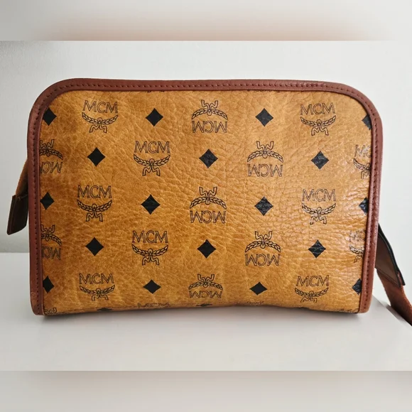 Authentic MCM Visetos Cognac Tan Vintage Crossbody Clutch WOC Shoulder Bag‎ - Picture 5 of 16